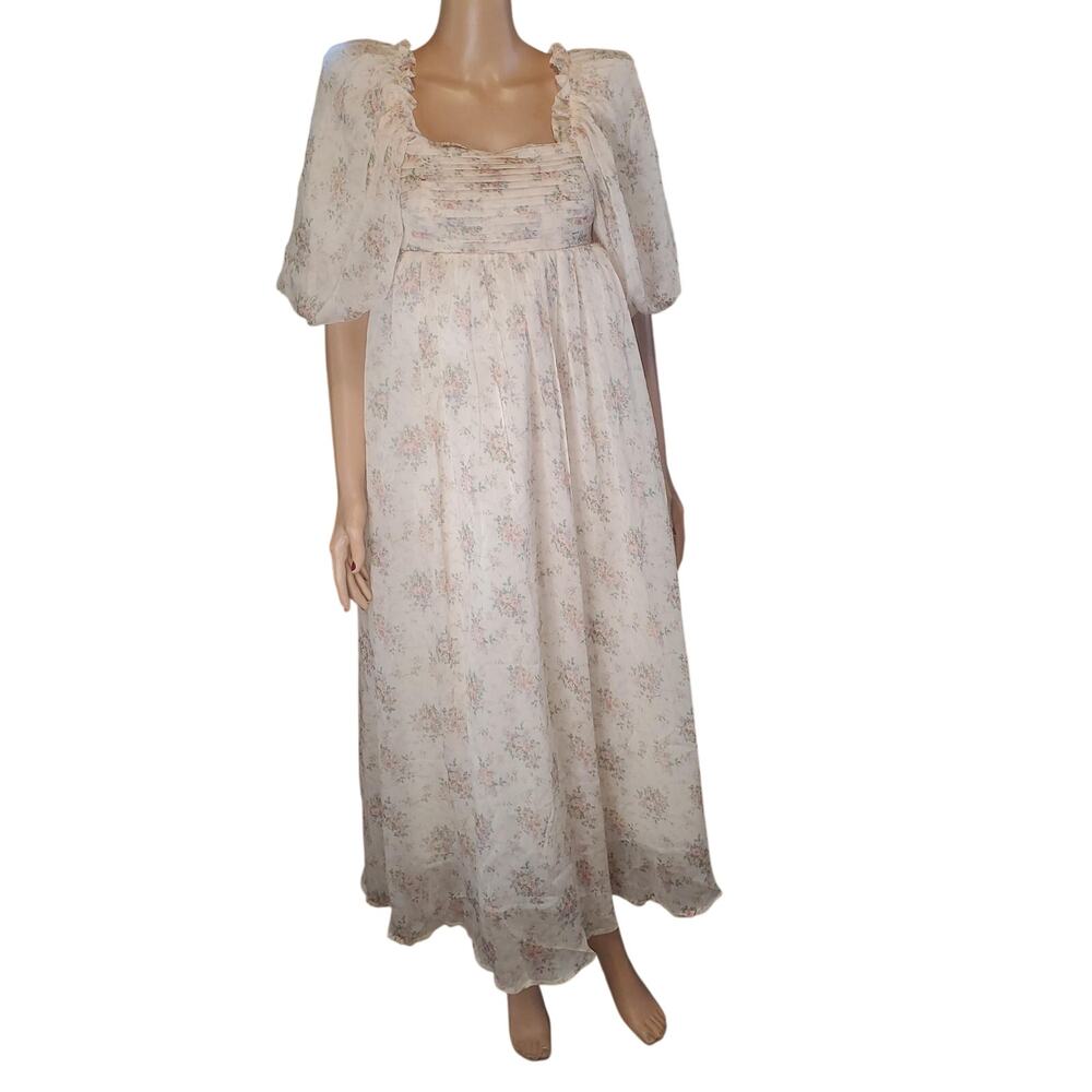 Worth Collective Melody Maxi Dress Pink Floral Pregnancy Photos Shower S NEW